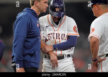 Houston Astros' Chas McCormick after hitting a three-run home run tie the  game during the seventh inning against the Texas Rangers, Monday, July 24,  2023, in Houston. (AP Photo/Kevin M. Cox Stock