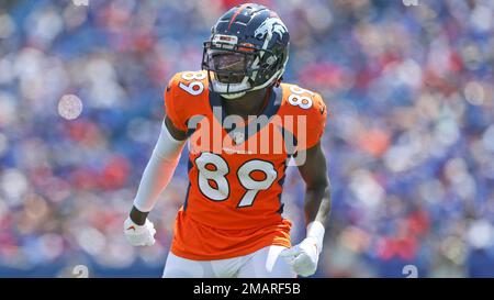 Buffalo Bills running back Duke Johnson warms up before a preseason NFL  football game against the Denver Broncos in Orchard Park, N.Y., Saturday,  Aug. 20, 2022. (AP Photo/Adrian Kraus Stock Photo - Alamy