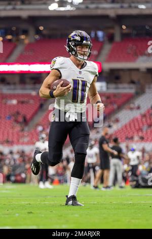 Baltimore Ravens wide receiver Shemar Bridges (85) during the first half of  an NFL preseason football game against the Arizona Cardinals, Sunday, Aug.  21, 2022, in Glendale, Ariz. (AP Photo/Rick Scuteri Stock