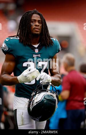 Philadelphia Eagles' Davion Taylor in action during practice at NFL  football training camp, Sunday, July 30, 2023, in Philadelphia. (AP  Photo/Chris Szagola Stock Photo - Alamy