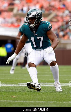 Philadelphia Eagles linebacker Nakobe Dean (17) in action during the NFL  divisional round playoff football game against the New York Giants,  Saturday, Jan. 21, 2023, in Philadelphia. (AP Photo/Chris Szagola Stock  Photo - Alamy