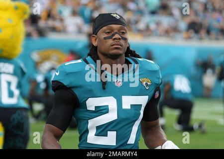 Jacksonville, FL, USA. 22nd Nov, 2020. Jacksonville Jaguars cornerback  Chris Claybrooks (27) during 2nd half NFL football game between the  Pittsburgh Steelers and the Jacksonville Jaguars. Pittsburgh defeated Jacksonville  27-3 at TIAA