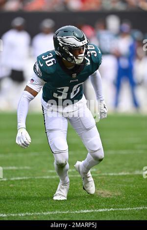 Philadelphia Eagles cornerback Tay Gowan (36) warms up before a NFL  preseason football game Miami Dolphins, Saturday, Aug. 27, 2022, in Miami  Gardens, Fla. (AP Photo/Lynne Sladky Stock Photo - Alamy