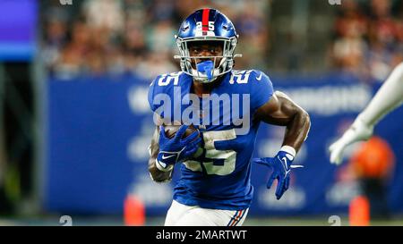 New York Giants running back Jashaun Corbin (25) after a preseason NFL  football game, Thursday, Aug. 11, 2022, in Foxborough, Mass. (AP  Photo/Charles Krupa Stock Photo - Alamy