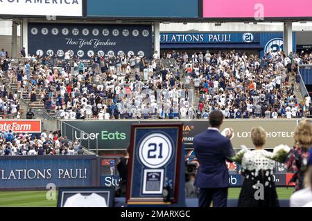 Retired New York Yankee Paul O'Neill, looks on with his wife Nevalee O'Neill  during a number retirement ceremony before a baseball game between the New  York Yankees and the Toronto Blue Jays