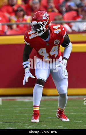 Elijah Lee of the Kansas City Chiefs looks on against the Chicago