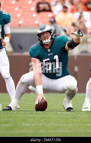 Philadelphia Eagles center Cam Jurgens (51) in action against the Minnesota  Vikings in an NFL football game, Monday, Sep. 19, 2022, in Philadelphia.  The Eagles defeated the Vikings 24-7. (AP Photo/Rich Schultz