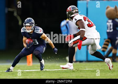 Tennessee Titans wide receiver Kyle Philips (18) watches his team warm up  before their game against the New York Giants Sunday, Sept. 11, 2022, in  Nashville, Tenn. (AP Photo/Wade Payne Stock Photo - Alamy