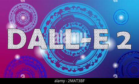 DALL-E 2 in binary number design on Futuristic background. DALL-E 2 is an artificial intelligence program. dalle2 is program from open ai for making i Stock Photo