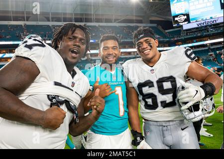 Miami Dolphins guard Lester Cotton Sr. (66) blocks during an NFL wild-card  football game Sunday, Jan. 15, 2023, in Orchard Park, NY. (AP Photo/Matt  Durisko Stock Photo - Alamy