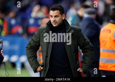 BARCELONA - JAN 7: Miguel Angel Sanchez Munoz, Michel, in action at the LaLiga match between RCD Espanyol and Girona FC at the RCDE Stadium on January Stock Photo