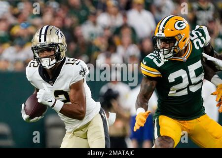 New Orleans Saints' Chris Olave (12) during the second half of an NFL  football game against the the Arizona Cardinals, Thursday, Oct. 20, 2022,  in Glendale, Ariz. (AP Photo/Darryl Webb Stock Photo - Alamy