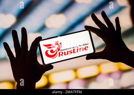 Brazil. 19th Jan, 2023. In this photo illustration, the RusLine logo is displayed on a smartphone screen. Credit: SOPA Images Limited/Alamy Live News Stock Photo