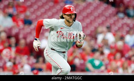 St. Louis, United States. 09th July, 2022. Philadelphia Phillies Alec Bohm  runs towards home plate, hitting a solo home run against the St. Louis  Cardinals in the sixth inning at Busch Stadium