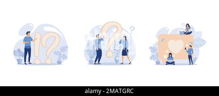 concept illustration of frequently asked questions of exclamation marks and question marks, answer to question metaphor, communication over the Intern Stock Vector