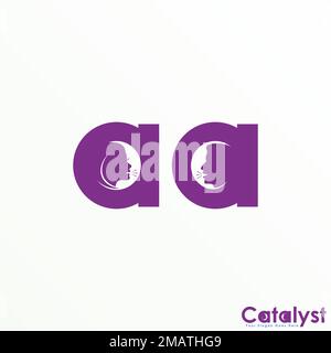 Letter or word AA sans serif font with woman and man face inside graphic icon logo design abstract concept vector stock initial or initial or communic Stock Vector