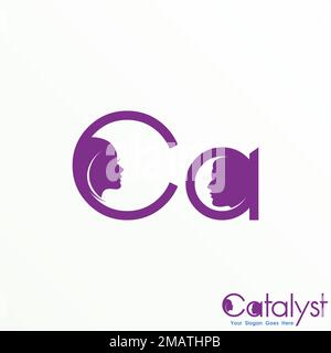 Letter or word CA sans serif font with woman and man face in side image graphic icon logo design abstract concept vector stock initial or people Stock Vector