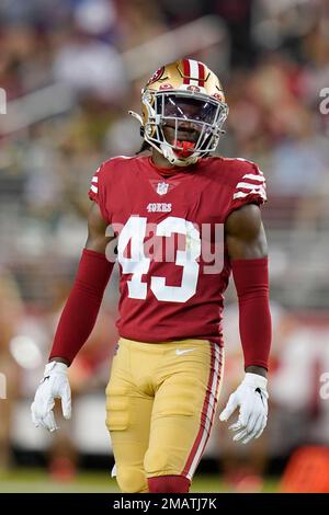 San Francisco 49ers cornerback Qwuantrezz Knight (43) before an NFL  preseason football game against the Denver Broncos in Santa Clara, Calif.,  Saturday, Aug. 19, 2023. (AP Photo/Godofredo A. Vásquez Stock Photo - Alamy