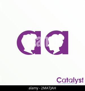 Letter or word AA sans serif font with man and woman face inside graphic icon logo design abstract concept vector stock initial or people Stock Vector