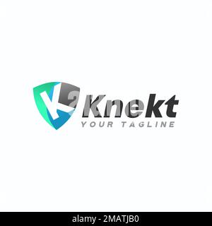 Letter or word K sans serif font in block shield guard image graphic icon logo design abstract concept vector stock. Can be used as a symbol related t Stock Vector