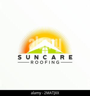Unique House roof, window, and Sun around image graphic icon logo design abstract concept vector stock symbol of solar cell or property Stock Vector