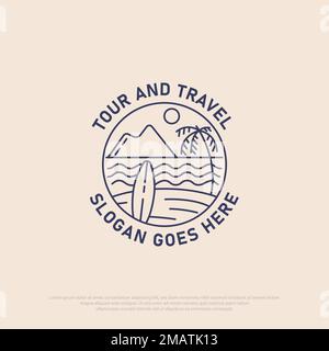 line art Tour and travel logo vector, best for travel agency, holiday, business company icon logo designs idea Stock Vector