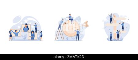 business company is looking for an employee for a job, Target with an arrow, direction sign in different, set flat vector modern illustration Stock Vector