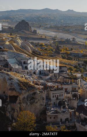 View of Cavusin from the rock ridge in Cappadocia,Nevsehir Province Stock Photo