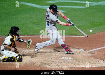 Boston Red Sox's Christian Arroyo hits a single in front of
