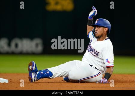 Texas Rangers relief pitcher Jose Leclerc throws to the Oakland Athletics  in the ninth inning of a baseball game in Arlington, Texas, Wednesday,  Sept. 14, 2022. (AP Photo/Tony Gutierrez Stock Photo - Alamy