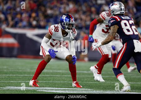 January 1, 2023, East Rutherford, New Jersey, USA: New York Giants  cornerback Zyon Gilbert (38) defends Indianapolis Colts Darrell Baker Jr.  (39) on punt return coverage during a NFL game in East