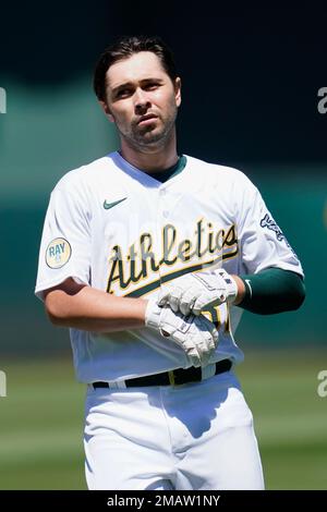 Oakland Athletics' Cal Stevenson during a baseball game against