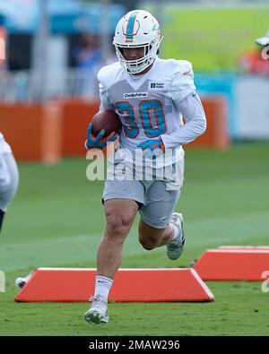 SANTA CLARA, CA - DECEMBER 04: Miami Dolphins fullback Alec Ingold (30)  makes a cut during the NFL professional football game between the Miami  Dolphins and San Francisco 49ers on December 4