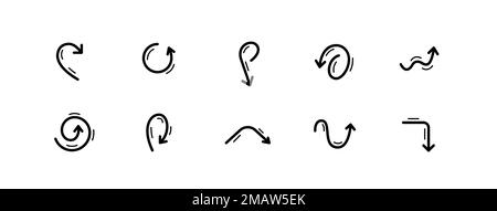 10 pixel perfect arrow icons. Doodle user interface. Set 5 Stock Vector