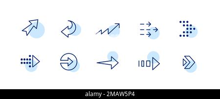 10 pixel perfect arrow icons. Doodle user interface design. Set 3 Stock Vector