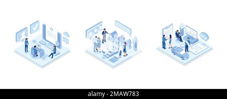 Character Hand holding Smartphone with Sms Authentication Key and typing Password on Laptop with Online Login Form on Screen, Loan, Rent and Mortgage Stock Vector