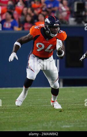 Denver Broncos linebacker Aaron Patrick (94) against the Los Angeles  Chargers in an NFL football game, Monday, Oct. 17, 2022, in Inglewood,  Calif. Chargers won 19-16. (AP Photo/Jeff Lewis Stock Photo - Alamy