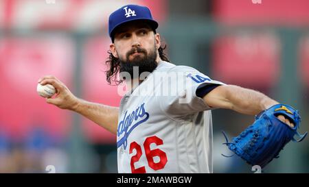 Los Angeles Dodgers' pitcher Tony Gonsolin starts his delivery against the  San Francisco Giants at Camelback Ranch in Phoenix, Arizona on March 11,  2019. The Giants defeated the Dodgers 4-1. Photo by