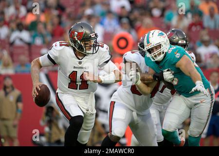 Miami Dolphins linebacker Porter Gustin (96) stands on the sidelines during  an NFL football game against the Philadelphia Eagles, Saturday, Aug. 27,  2022, in Miami Gardens, Fla. (AP Photo/Doug Murray Stock Photo - Alamy