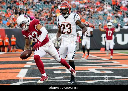 Wide receiver (82) Andre Baccellia of the Arizona Cardinals warms up before  playing against the Los Angeles Rams in an NFL football game, Sunday, Sept.  25, 2022, in Glendale, AZ. Rams won