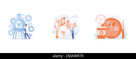 Different people give a review rating and feedback, Real estate business concept with houses, prepare a business project start up, set flat vector mod Stock Vector