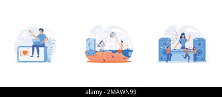 Banking, electronic Mobile payment, Document specification requirements, emission of harmful substances into the environment, set flat vector modern i Stock Vector