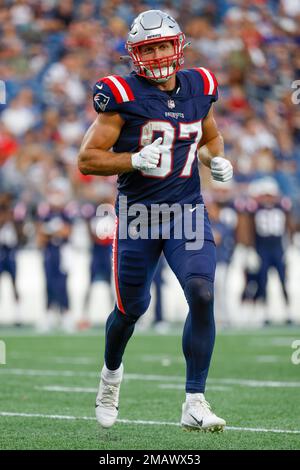 New England Patriots' Matt Sokol after an NFL football game against the  Detroit Lions at Gillette Stadium, Sunday, Oct. 9, 2022 in Foxborough,  Mass. (Winslow Townson/AP Images for Panini Stock Photo - Alamy