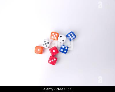 Colored dice isolated on a white background Stock Photo