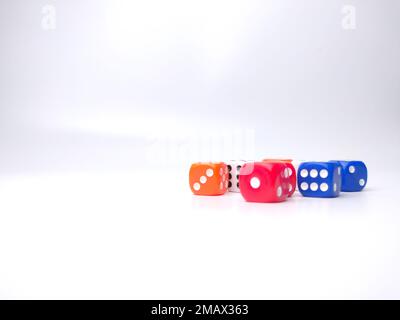 Colored dice isolated on a white background Stock Photo