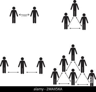 keep distance sign.coronovirus epidemic protective measures.steps to protect your self.vektor illustration Stock Vector