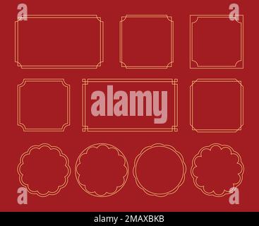 Chinese decoration frame line border square and round. Stock Vector
