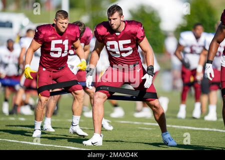 Washington Commanders linebacker David Mayo (51) is seen during the first  half of an NFL football