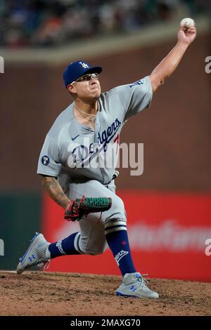 Los Angeles, California, USA. 22nd June, 2016. Julio Urias #7 of the Los  Angeles Dodgers pitches to the Washington Nationals during the first inning  at Dodger Stadium on June 22, 2016 in