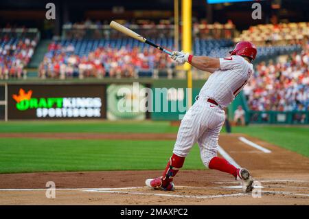 Philadelphia Phillies' Rhys Hoskins is out at home plate with the tag by  Toronto Blue Jays catcher Danny Jansen in the first inning of their spring  training game in Dunedin, Fla., Sunday